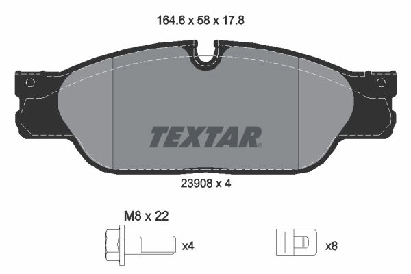 Тормозные колодки дисковые, комплект TEXTAR 511544 23908 178 1 4 2390801 23908