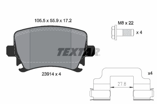 Тормозные колодки дисковые, комплект TEXTAR 511549 23914 2391402 23914 172 2 4