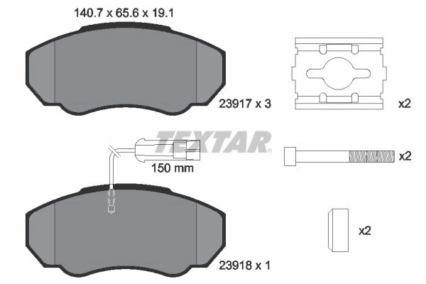 Тормозные колодки дисковые, комплект TEXTAR 2391701 511555 23917 23917 191 1 5