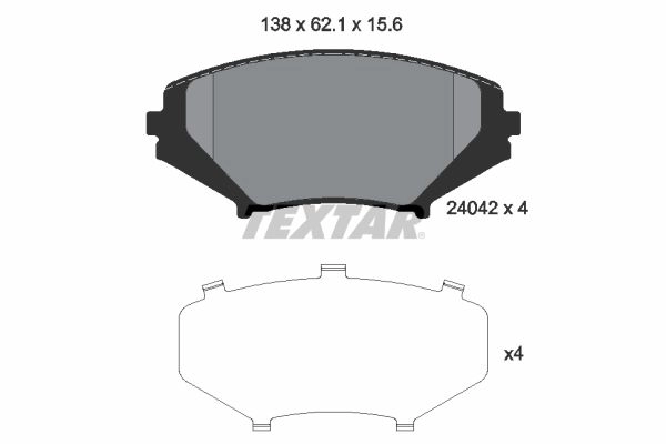 Тормозные колодки дисковые, комплект TEXTAR 24042 24042 163 1 4 2404201 511628