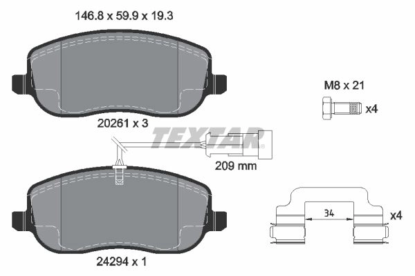 Тормозные колодки дисковые, комплект TEXTAR 511760 2429401 20261 24294