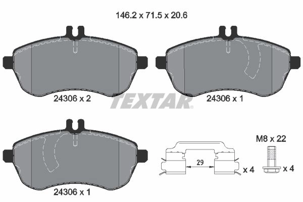 Тормозные колодки дисковые, комплект TEXTAR 2430682 24306 511774 24306 206 2 5 epad изображение 0