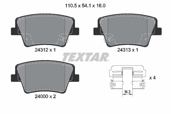 Тормозные колодки дисковые, комплект TEXTAR 2431201 1437027501 W5X E1