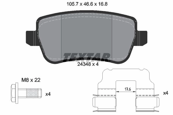 Тормозные колодки дисковые, комплект TEXTAR 511798 24348 168 1 4 24348 168 1 4 2434801