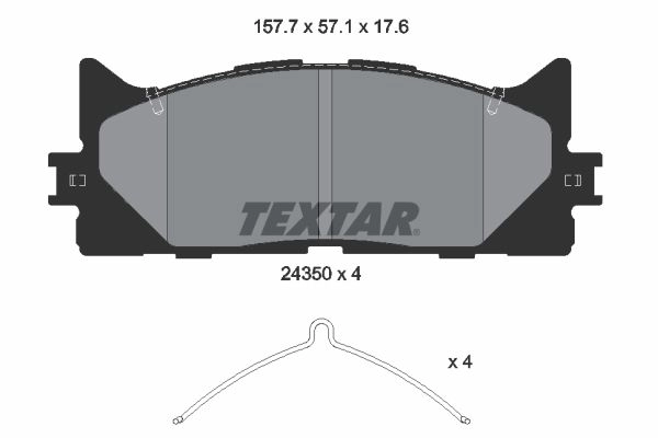 Тормозные колодки дисковые, комплект TEXTAR 24350 176 1 4 2435001 511802 24350