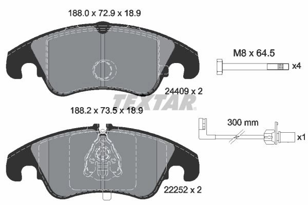 Тормозные колодки дисковые, комплект TEXTAR 511822 22252 24409 2440903 изображение 0