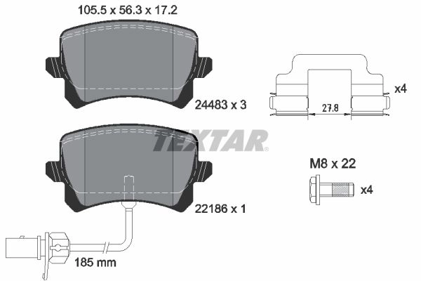 Тормозные колодки дисковые, комплект TEXTAR 24483 2448307 511864 22186 изображение 0