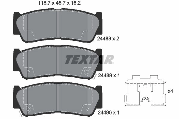 Тормозные колодки дисковые, комплект TEXTAR 511872 24488 24488 162 0 5 2448801 изображение 0