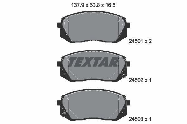 Тормозные колодки дисковые, комплект TEXTAR 511877 24501 2450101 24501 166 0 5 изображение 0