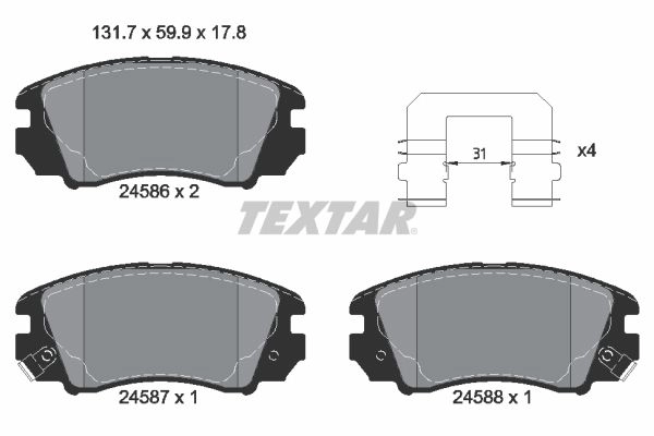 Тормозные колодки дисковые, комплект TEXTAR 2458601 24586 24586 178 1 5 511926