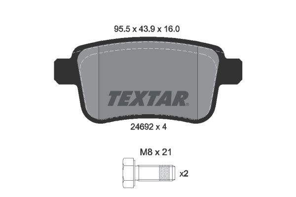 Тормозные колодки дисковые, комплект TEXTAR 24692 511967 24692 160 2 4 2469204