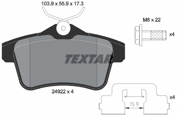 Тормозные колодки дисковые, комплект TEXTAR 512069 24922 173 1 4 24922 2492201 изображение 0