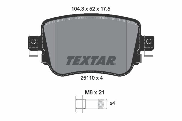 Тормозные колодки дисковые, комплект TEXTAR 25110 512128 2511001 25110 175 1 4 изображение 0