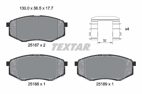 Тормозные колодки дисковые, комплект TEXTAR 2518701 512158 25187 25187 177 1 5 изображение 0