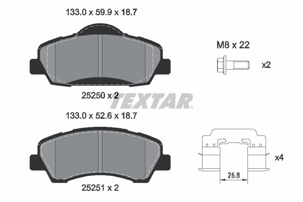 Тормозные колодки дисковые, комплект TEXTAR 1437027236 2525004 DRZ2 BXE изображение 0