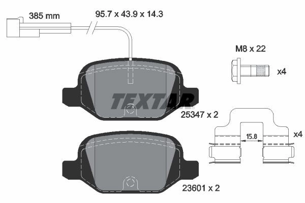 Тормозные колодки дисковые, комплект TEXTAR 25347 512211 2534701 23601
