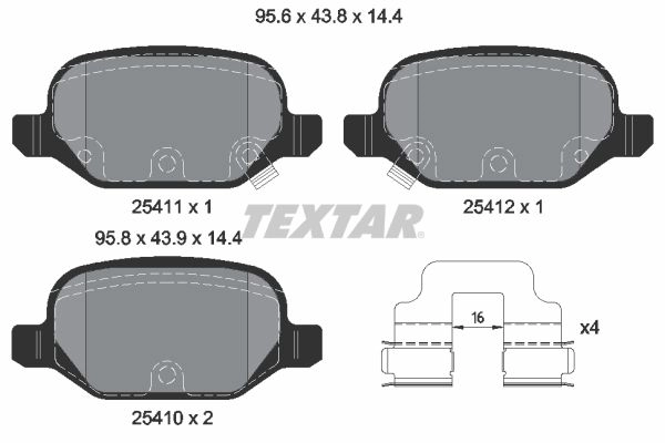 Тормозные колодки дисковые, комплект TEXTAR 2541101 23601 512220 25411