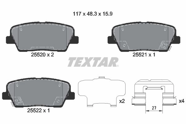 Тормозные колодки дисковые, комплект TEXTAR 9EQV 9 2552008 1439900801
