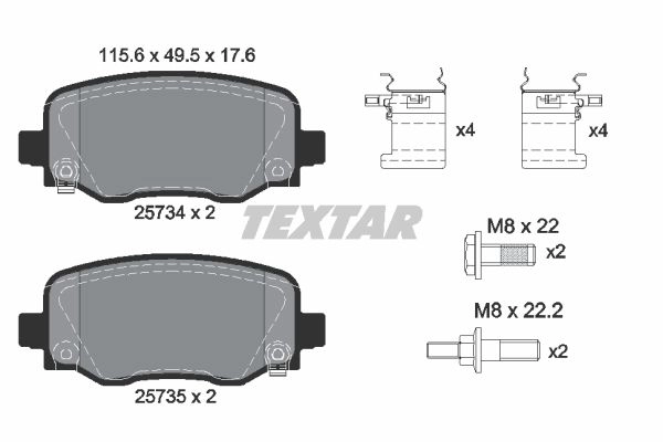 Тормозные колодки дисковые, комплект TEXTAR 25734 176 1 5 2573401 512286 25734