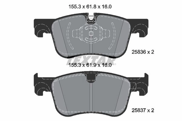 Тормозные колодки дисковые, комплект TEXTAR 2K7L GYG 1439900805 2583605