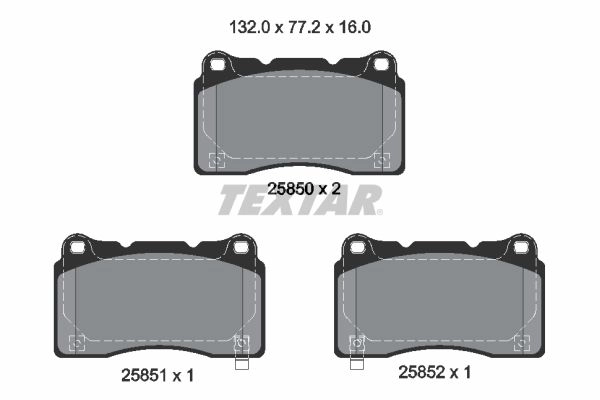 Тормозные колодки дисковые, комплект TEXTAR 2585001 B6R9 EY 1425578318