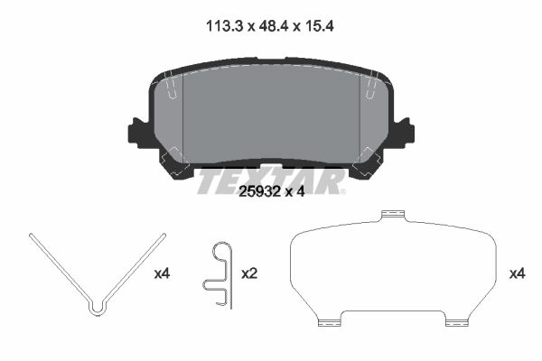 Тормозные колодки дисковые, комплект TEXTAR 2593201 1437027502 A1K55 1