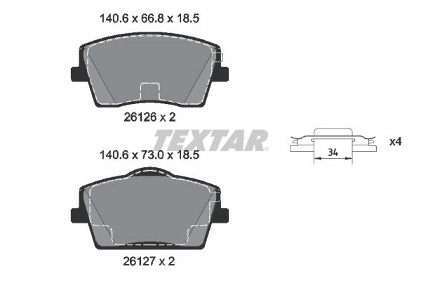 Тормозные колодки дисковые, комплект TEXTAR 5K5R OBQ 2612601 1425578221