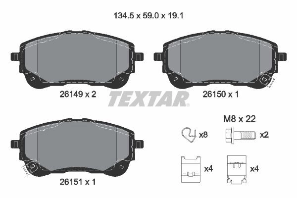 Тормозные колодки дисковые, комплект TEXTAR J9 K7B 1437027286 2614901