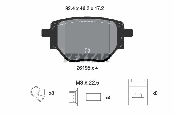 Тормозные колодки дисковые, комплект TEXTAR MBQ 1LV 2619501 1437027506
