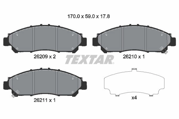 Тормозные колодки дисковые, комплект TEXTAR 2620901 M168 2 1437027269 изображение 0