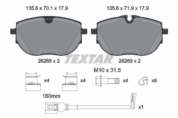 Тормозные колодки дисковые, комплект TEXTAR 2626801 1437997926 CXOVR 7