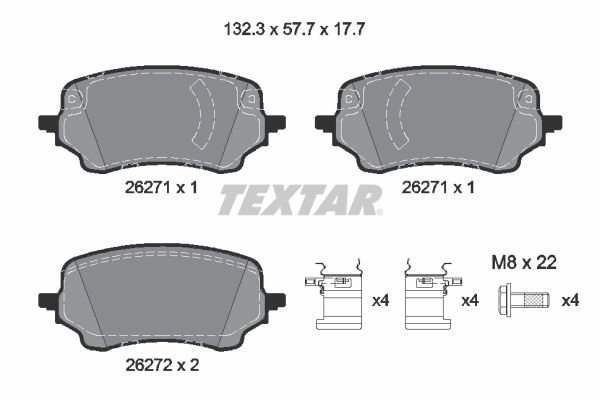 Тормозные колодки дисковые, комплект TEXTAR 2627101 1439900818 7L 3BE изображение 0