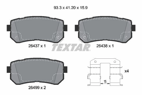 Тормозные колодки дисковые, комплект TEXTAR 3 3TOZPH 1439900843 2643701 изображение 0