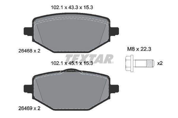 Тормозные колодки дисковые, комплект TEXTAR P2 VBGZ 1439900852 2646801