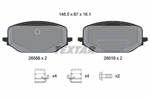Тормозные колодки дисковые, комплект TEXTAR 2658801 Y 9WAT 1439900870 изображение 0