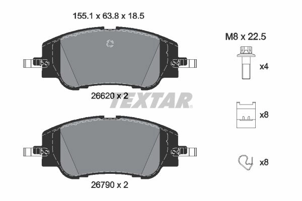 Тормозные колодки дисковые, комплект TEXTAR 2662001 XIF7 W0 1439999002