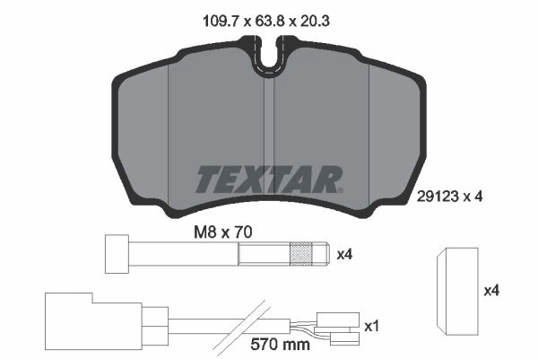 Тормозные колодки дисковые, комплект TEXTAR 29123 29123 203 2 4 T4014 2912307 512403 - Изображение 1