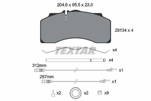Тормозные колодки дисковые, комплект TEXTAR 512410 29134 230 1 4 T202 2913401 29134 230 1 4 T202 - Изображение 1