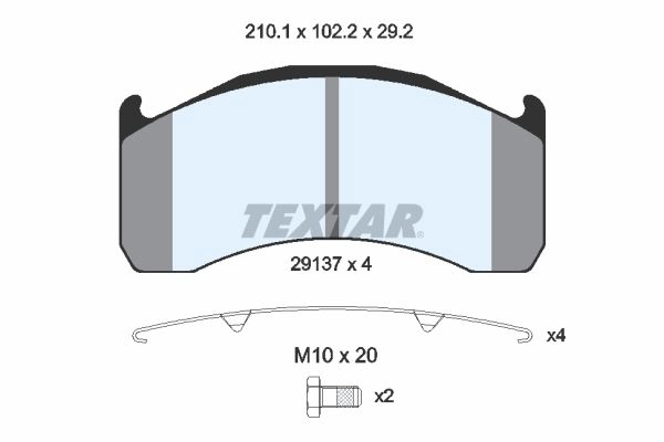 Тормозные колодки дисковые, комплект TEXTAR 512412 29137 2913706 29137 292 1 4 T3034 - Изображение 1