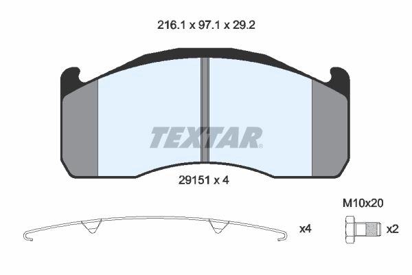 Тормозные колодки дисковые, комплект TEXTAR 2915102 512424 29151 29151 292 1 4 T3034 - Изображение 1