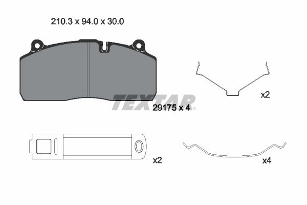 Тормозные колодки дисковые, комплект TEXTAR 512441 2917501 29175 300 2 4 T3060 29175 изображение 0