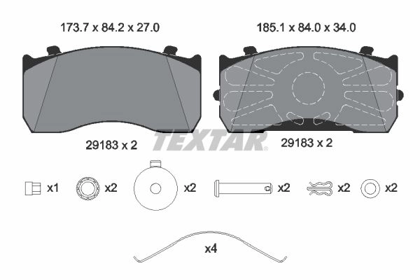 Тормозные колодки дисковые, комплект TEXTAR 29115 2918303 29148 512448 - Изображение 1