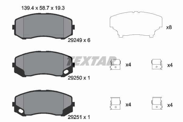 Тормозные колодки дисковые, комплект TEXTAR 29249 193 0 5 T4136 29249 2924901 512480
