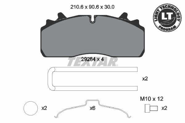 Тормозные колодки дисковые, комплект TEXTAR 29284 300 1 4 512494 2928401 FR40H9 - Изображение 1