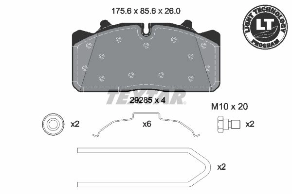 Тормозные колодки дисковые, комплект TEXTAR 512498 29285 260 3 4 T7400 2928504 29285 изображение 0