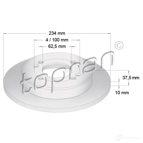 Тормозной диск TOPRAN 1224500880 IWY 5B 821169 изображение 0