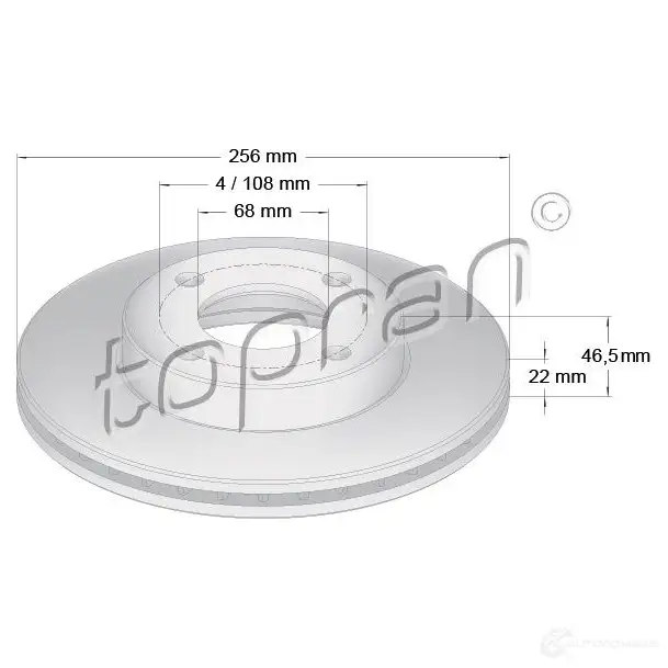 Тормозной диск TOPRAN 103701 2434169 Y RJIOJV