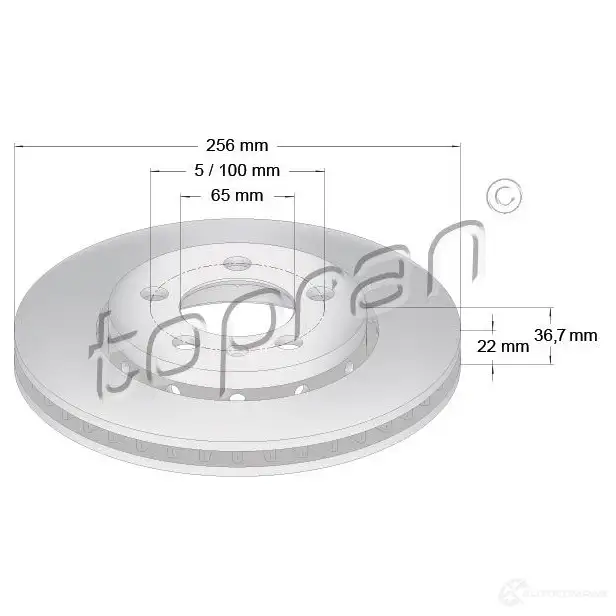 Тормозной диск TOPRAN 2436249 WY2P 1F 110434 изображение 0