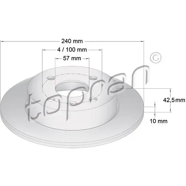 Тормозной диск TOPRAN 2440225 205525 1 NDIO изображение 0