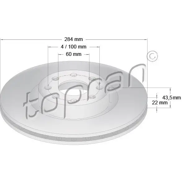Тормозной диск TOPRAN 207628 2441264 J1P ZC изображение 0